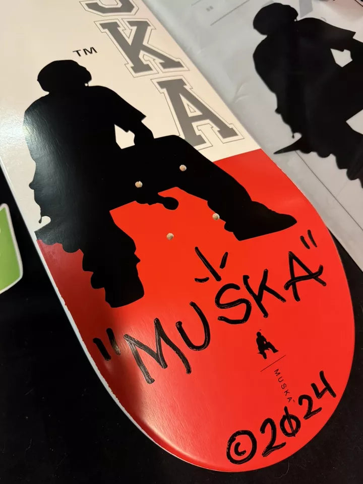 Chad Muska Signed Red Silhouette White Dip Shorty’s Autographed Skateboard Deck