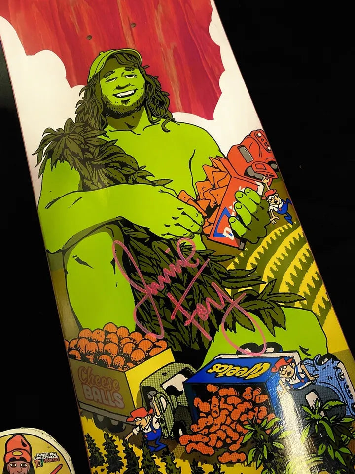 Jamie Foy Signed Jolly Green Giant Pink Autographed Skateboard Deck