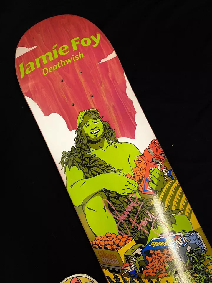 Jamie Foy Signed Jolly Green Giant Pink Autographed Skateboard Deck