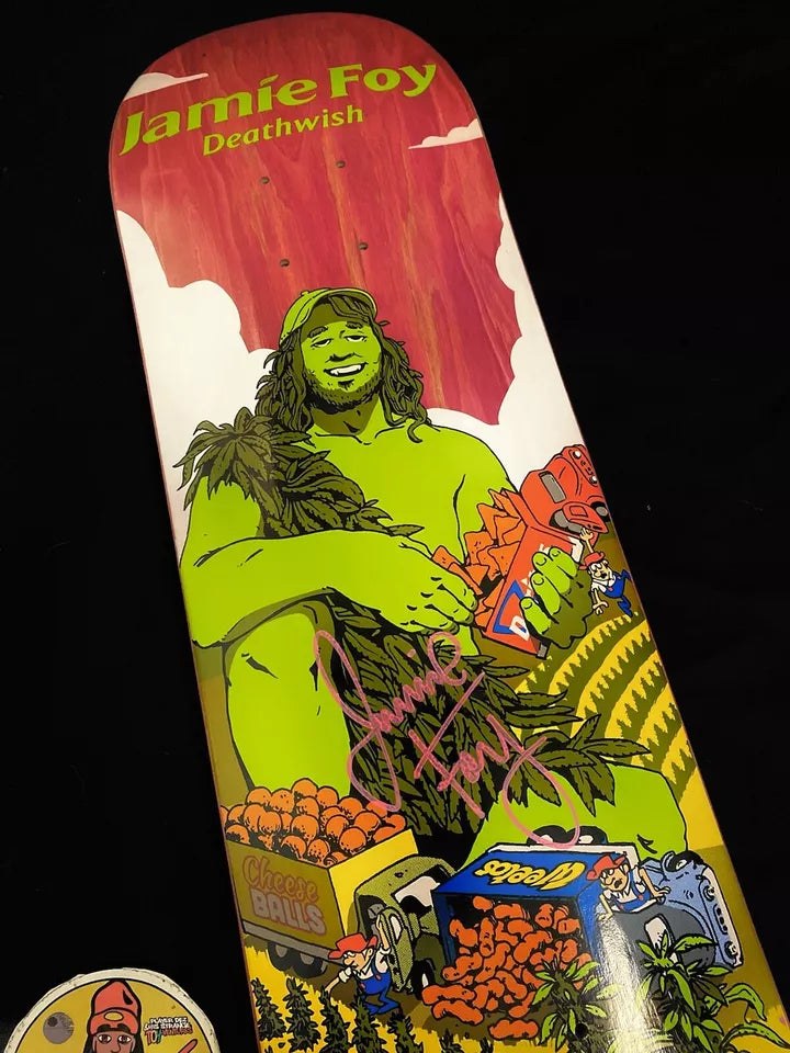 Jamie Foy Signed Jolly Green Giant Pink Autographed Skateboard Deck