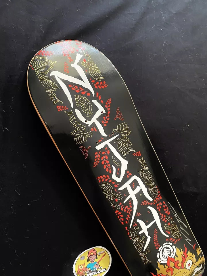 Nyjah Huston Signed Gold Foil Autographed Skateboard Deck Komodo Dragon Berrics Element