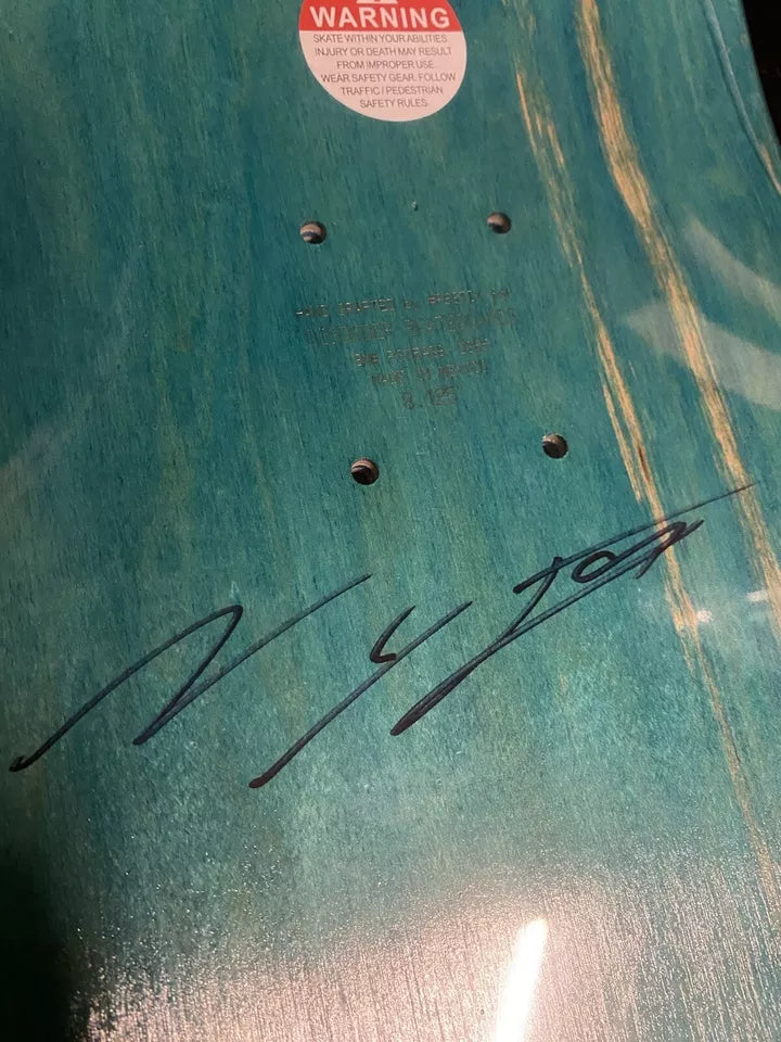 Nyjah Huston Signed Disorder Apocalypse Teal Autographed Skateboard Deck