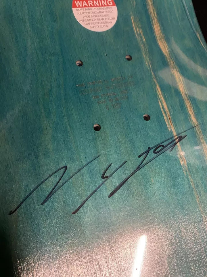 Nyjah Huston Signed Disorder Apocalypse Teal Autographed Skateboard Deck