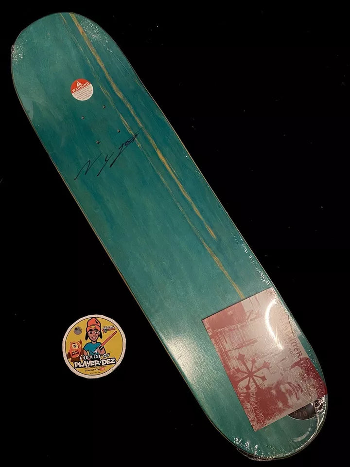 Nyjah Huston Signed Disorder Apocalypse Teal Autographed Skateboard Deck