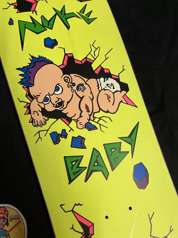 Danny Way Signed Nuke Baby Neon Yellow Screened Blind Autographed Skateboard Deck