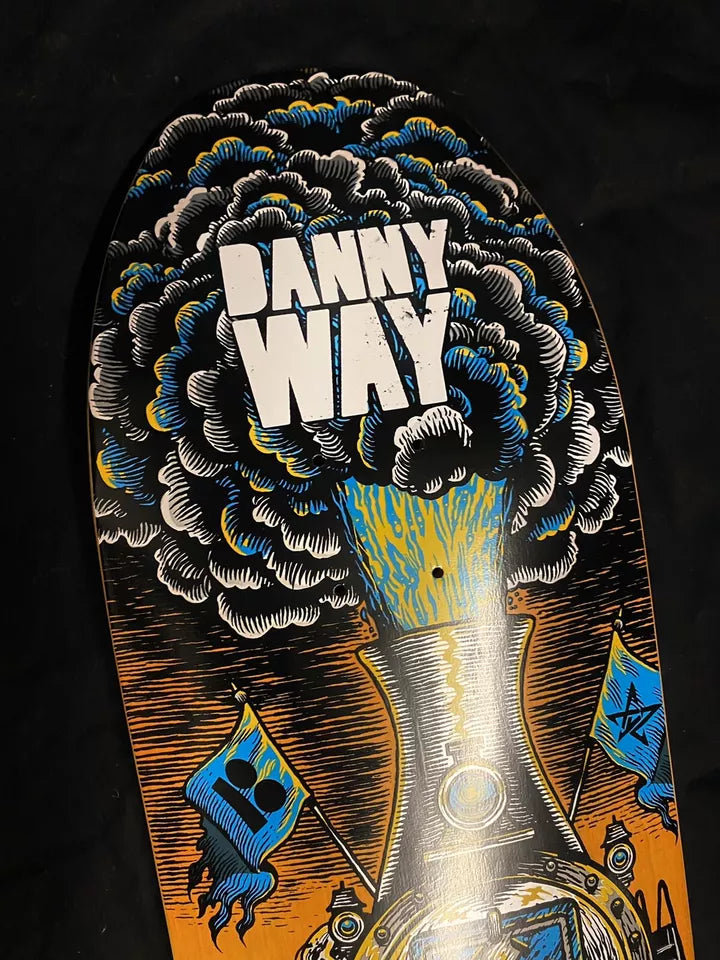 Danny Way Signed Orange H Street Skull Train Autographed Skateboard Deck