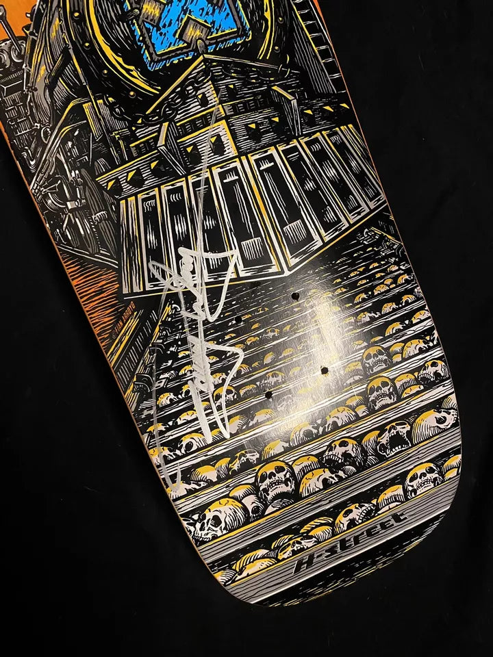 Danny Way Signed Orange H Street Skull Train Autographed Skateboard Deck