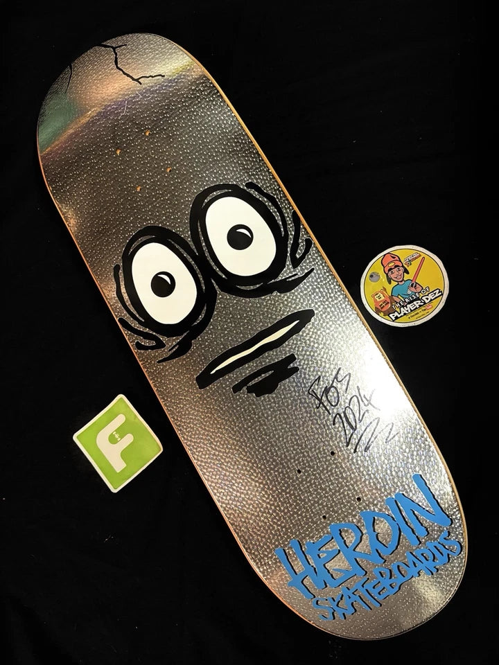 FOS Signed Heroin Prism Holofoil Very Big Egg Autographed Skateboard Deck Curb Killer