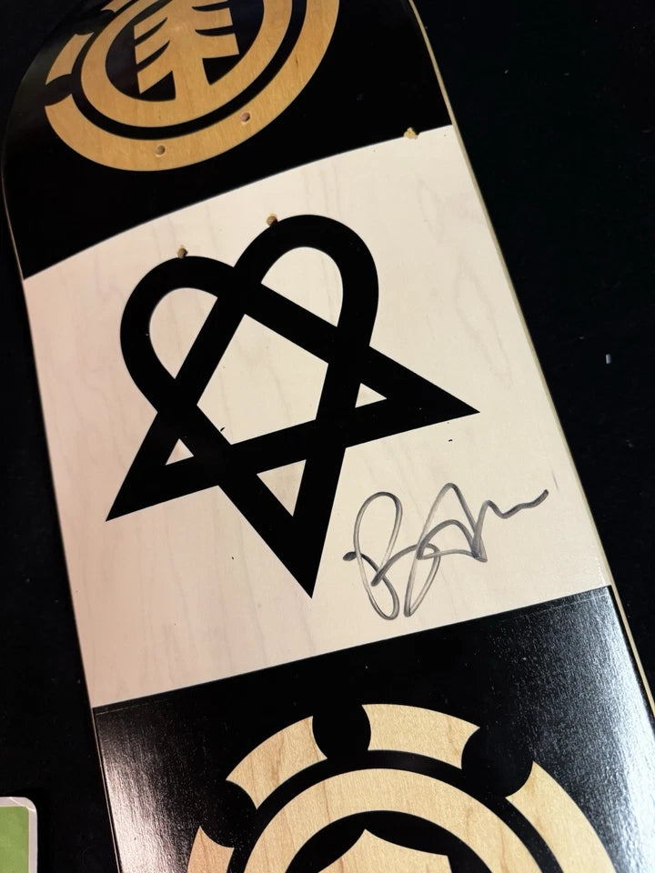 Bam Margera Signed HIM Black Heartagram Element Autographed Skateboard Deck
