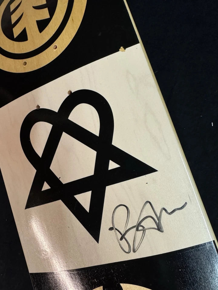 Bam Margera Signed HIM Black Heartagram Element Autographed Skateboard Deck