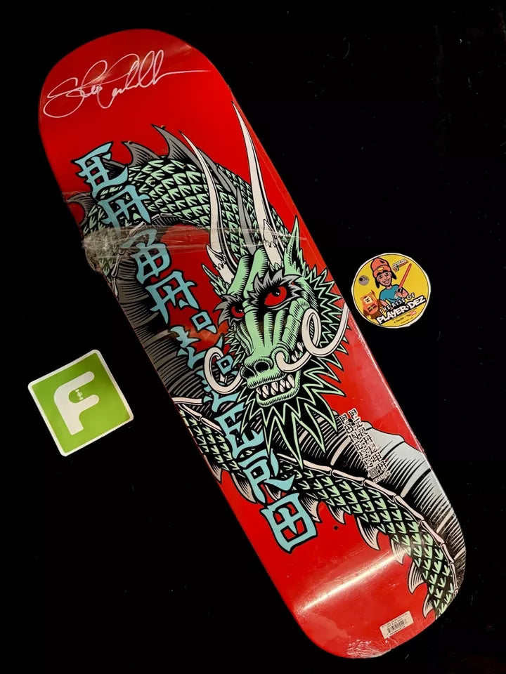 Signed Steve Caballero Autographed Skateboard Deck Powell Peralta Red Dip Ban This