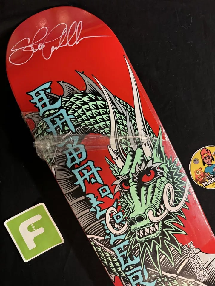 Signed Steve Caballero Autographed Skateboard Deck Powell Peralta Red Dip Ban This