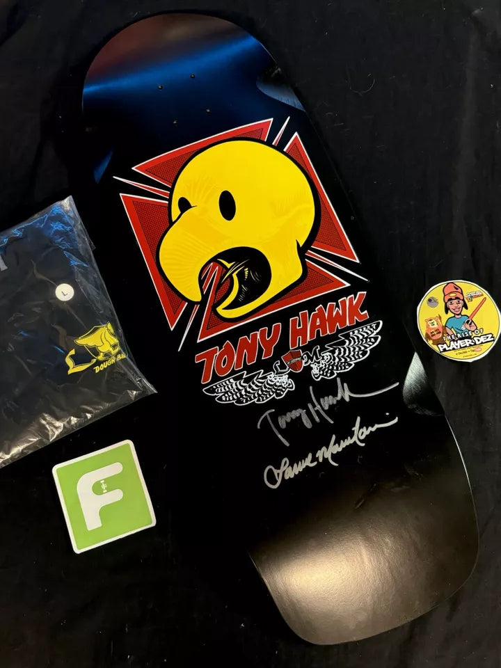 Double Signed Tony Hawk Lance Mountain Autographed Skateboard Deck Dough Bird