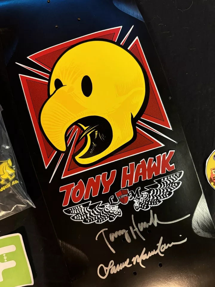 Double Signed Tony Hawk Lance Mountain Autographed Skateboard Deck Dough Bird