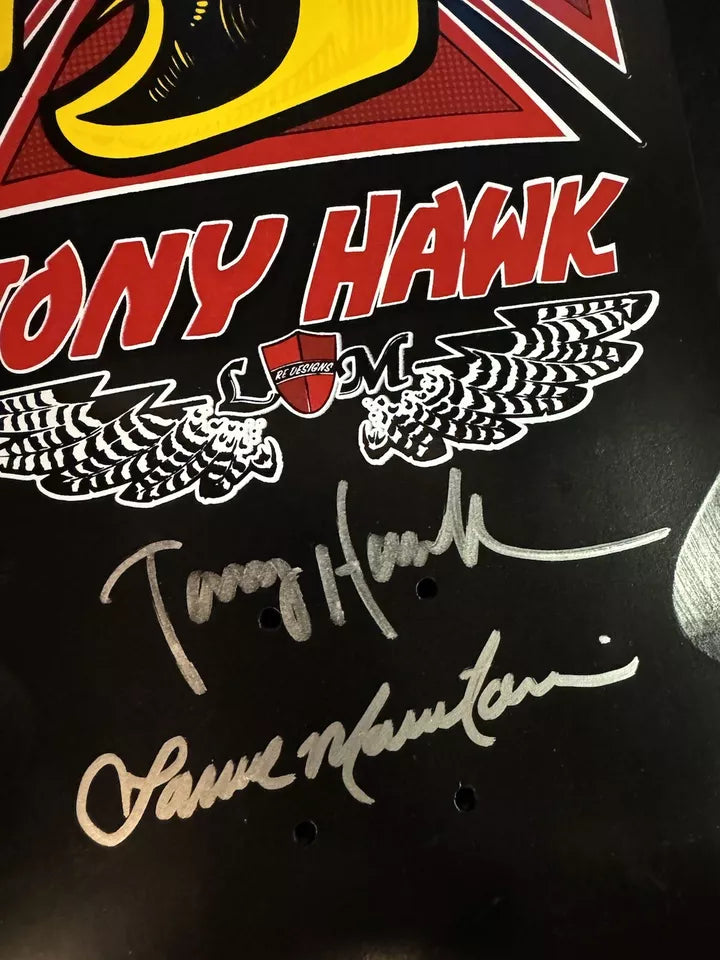 Double Signed Tony Hawk Lance Mountain Autographed Skateboard Deck Dough Bird