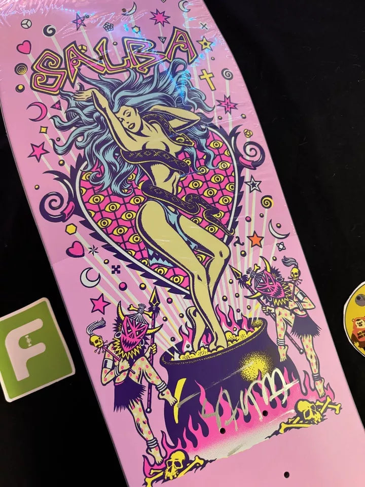 Signed Steve Alba SALBA Autographed Skateboard Deck Santa Cruz Pink Witch Doctor