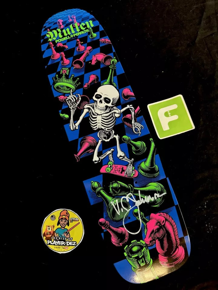 Signed Rodney Mullen Autographed Skateboard Deck VC Johnson Blacklight Series 14 Powell