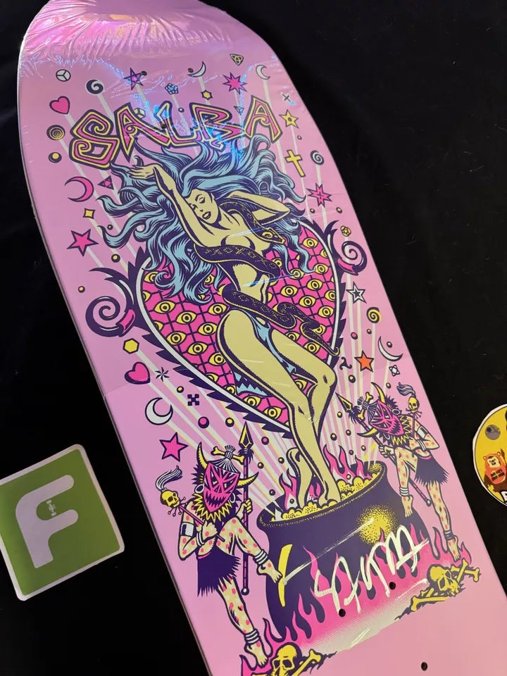 Signed Steve Alba SALBA Autographed Skateboard Deck Santa Cruz Pink Witch Doctor