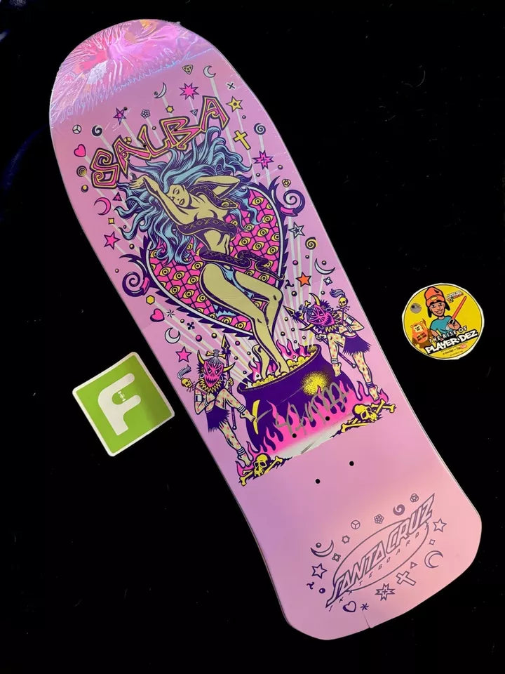 Signed Steve Alba SALBA Autographed Skateboard Deck Santa Cruz Pink Witch Doctor