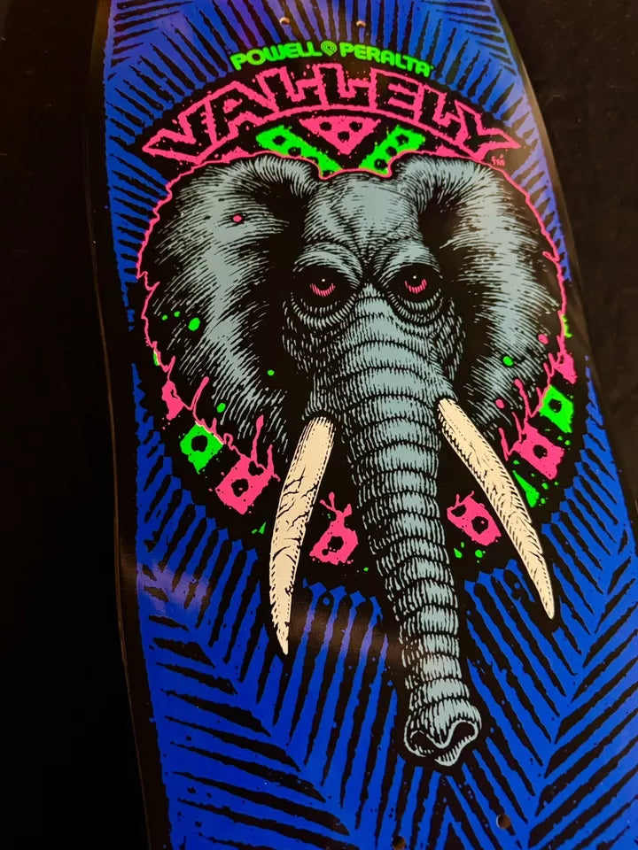 Signed Mike Vallely Autographed Skateboard Deck BlackLight Elephant Powell Peralta