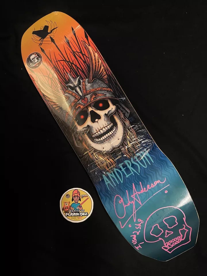 Andy Anderson Pink Signed OG Heron Powell Flight Autographed Skateboard Deck 9.13