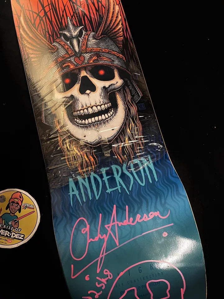 Andy Anderson Pink Signed OG Heron Powell Flight Autographed Skateboard Deck 9.13