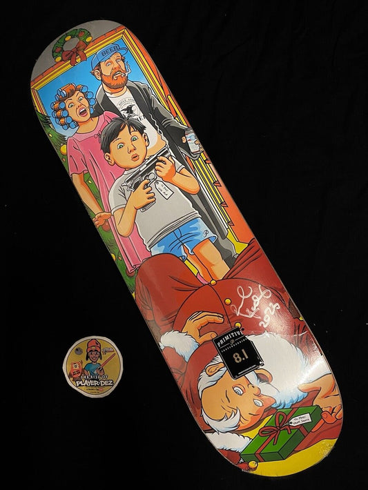 Signed Paul Rodriguez Primitive Autographed Skateboard Deck Accidental Gun Guy Santa