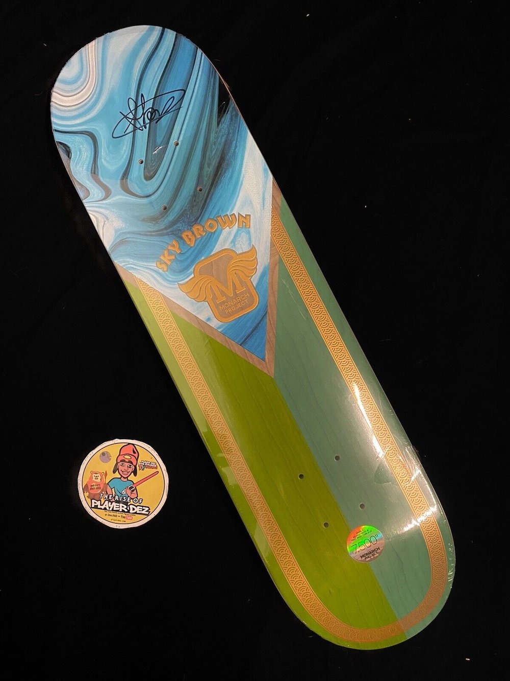 Signed Sky Brown Monarch Project Autographed Skateboard Deck Blue 7.5