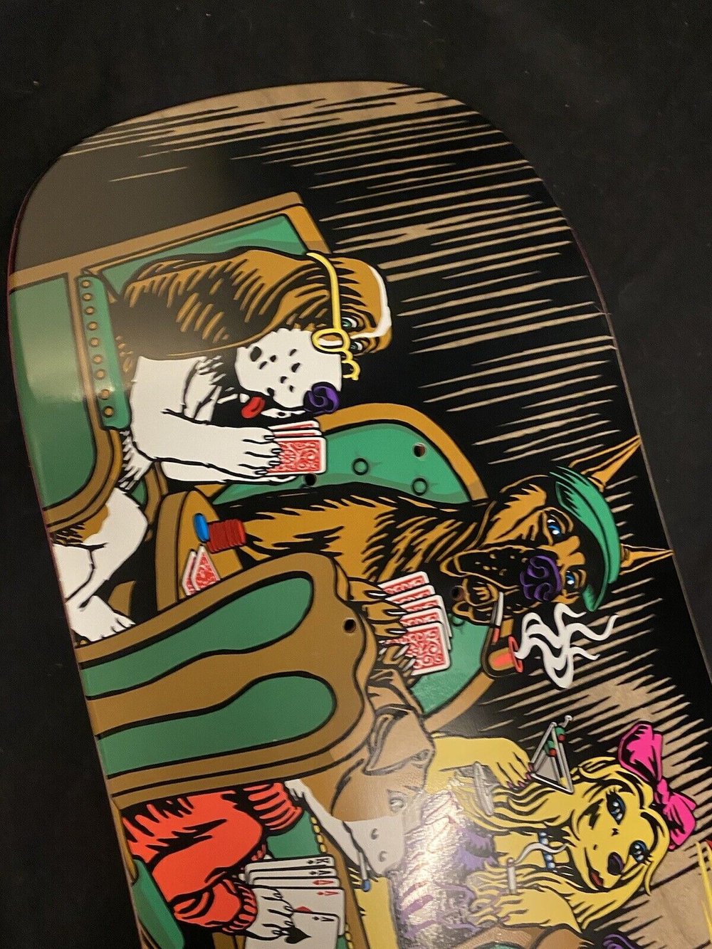 Signed Rodney Mullen Autographed Skateboard Deck Poker Dogs Shaped Almost