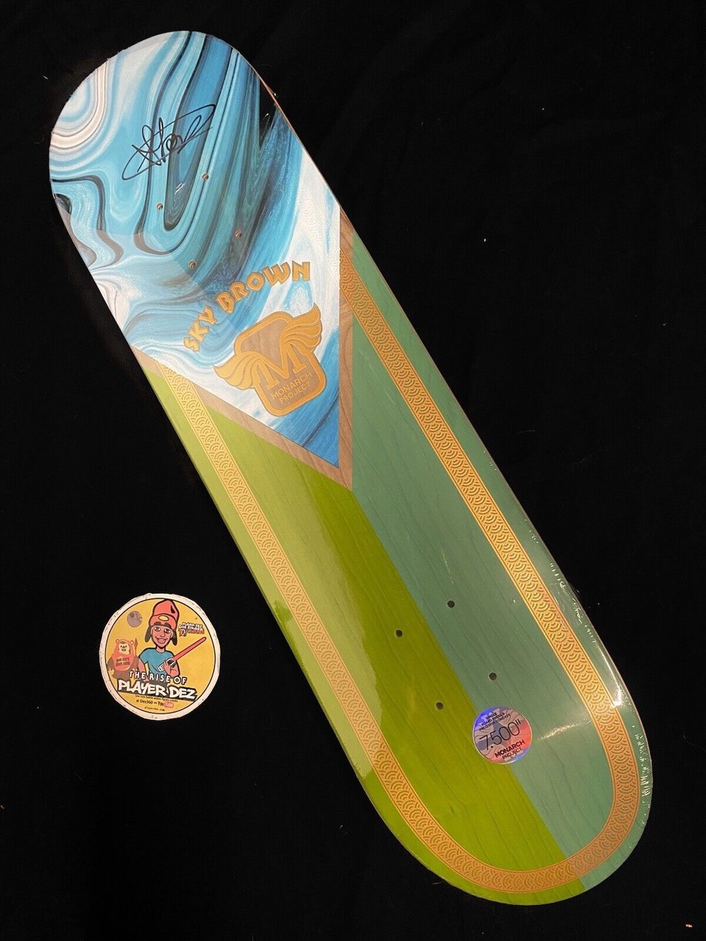 Signed Sky Brown Monarch Project Autographed Skateboard Deck Blue 7.5