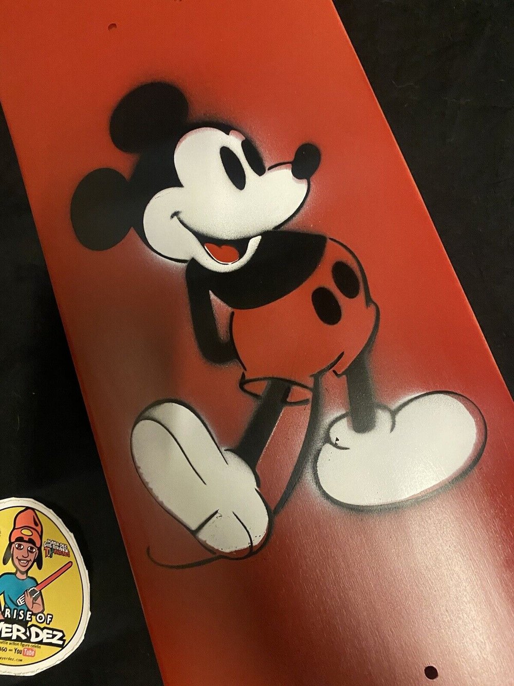 Signed Jim Greco Hammers Mickey Mouse Red Sprayed Skateboard Deck Autographed