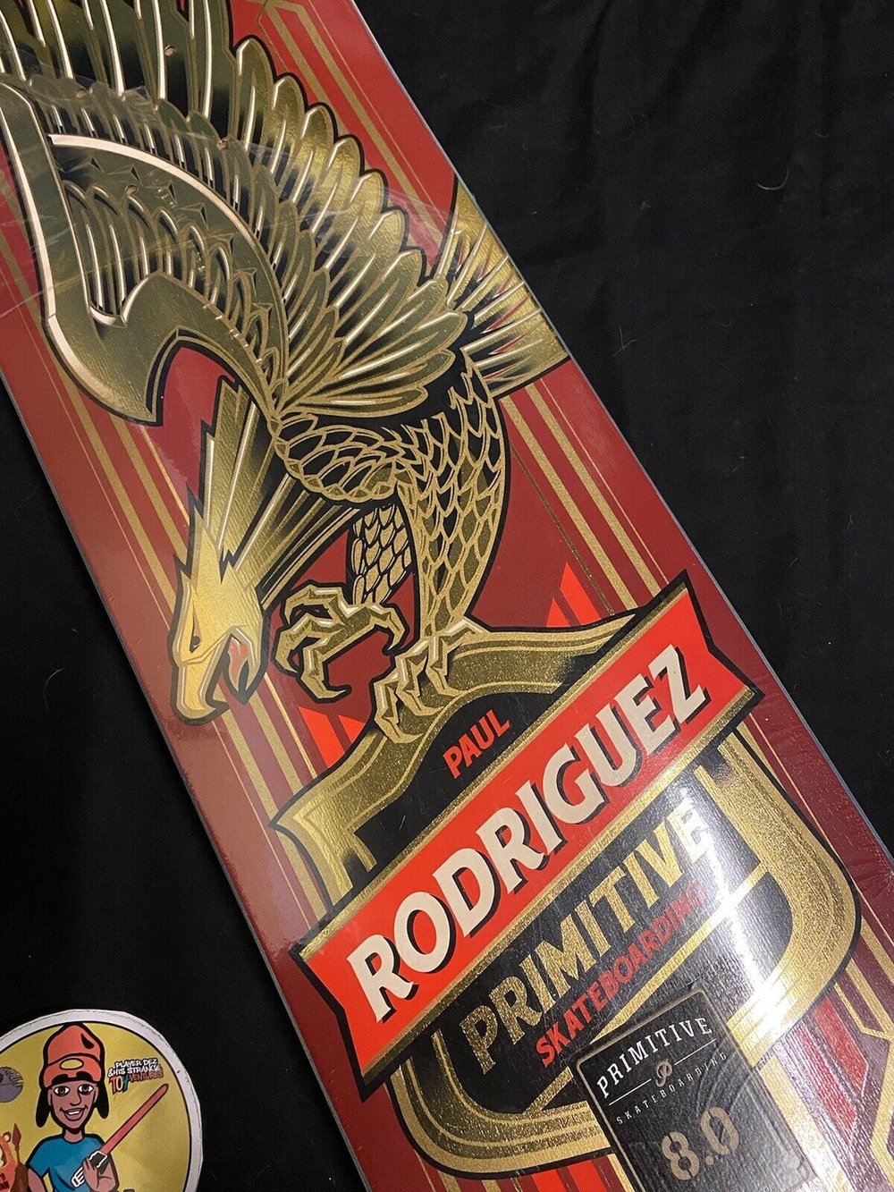 Signed Paul Rodriguez Primitive Eagle Gold Foil Skateboard Deck Autographed