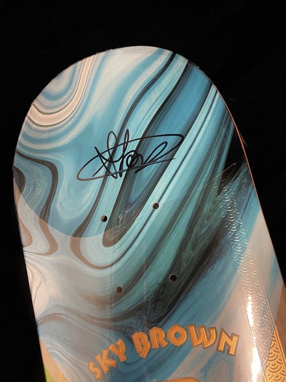 Signed Sky Brown Monarch Project Autographed Skateboard Deck Blue 7.5