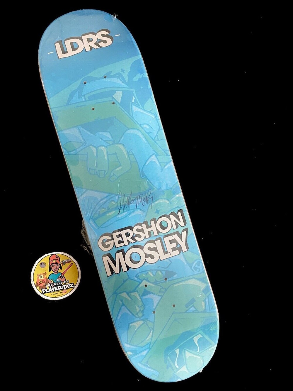 Signed Gershon Mosley LDRS Autographed Skateboard Deck Blue Pro Model