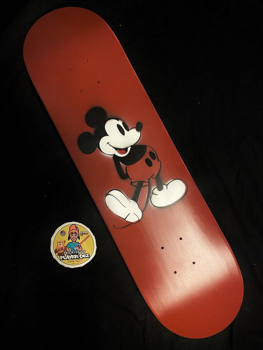 Signed Jim Greco Hammers Mickey Mouse Red Sprayed Skateboard Deck Autographed