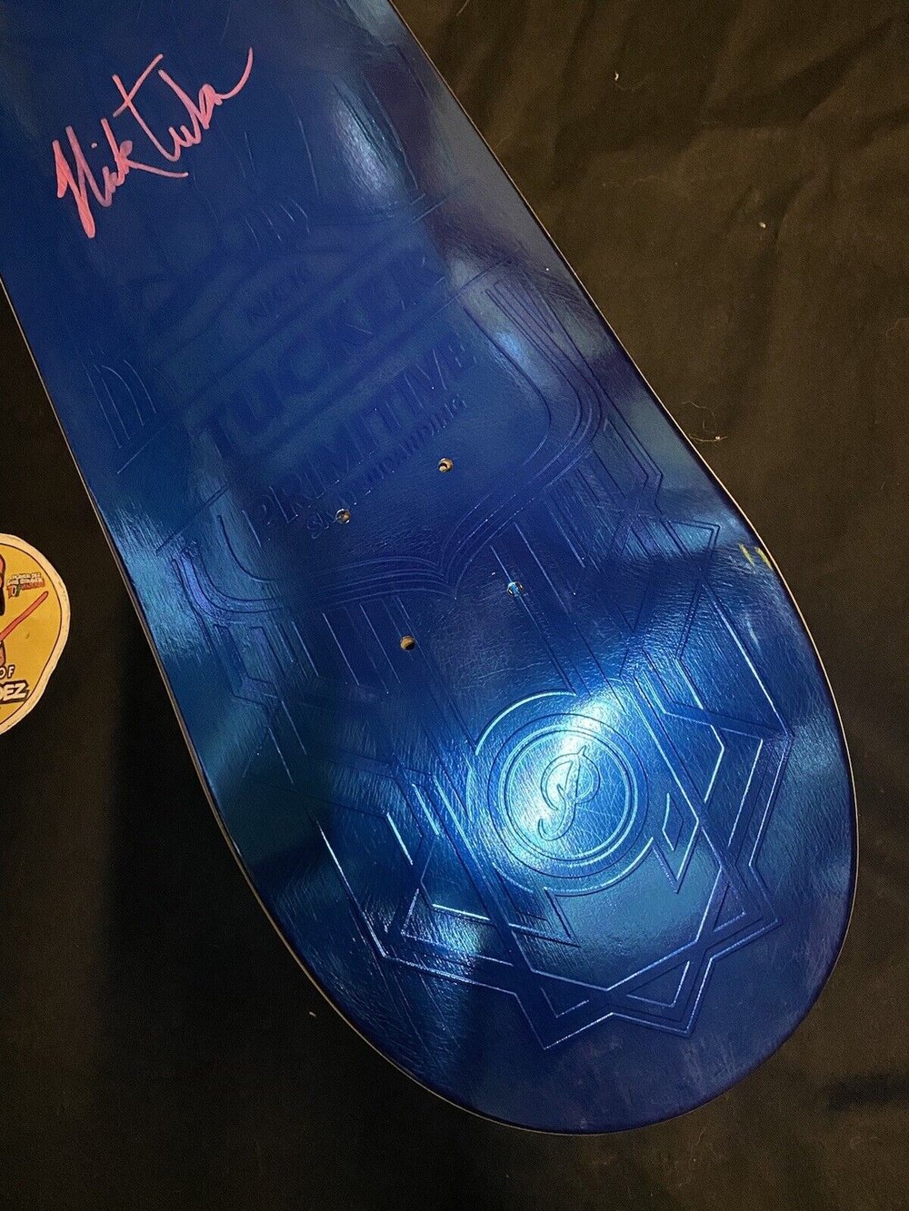 Signed Nick Tucker Primitive Blue Foil Wolf Spirit Animal Autographed Skateboard Deck