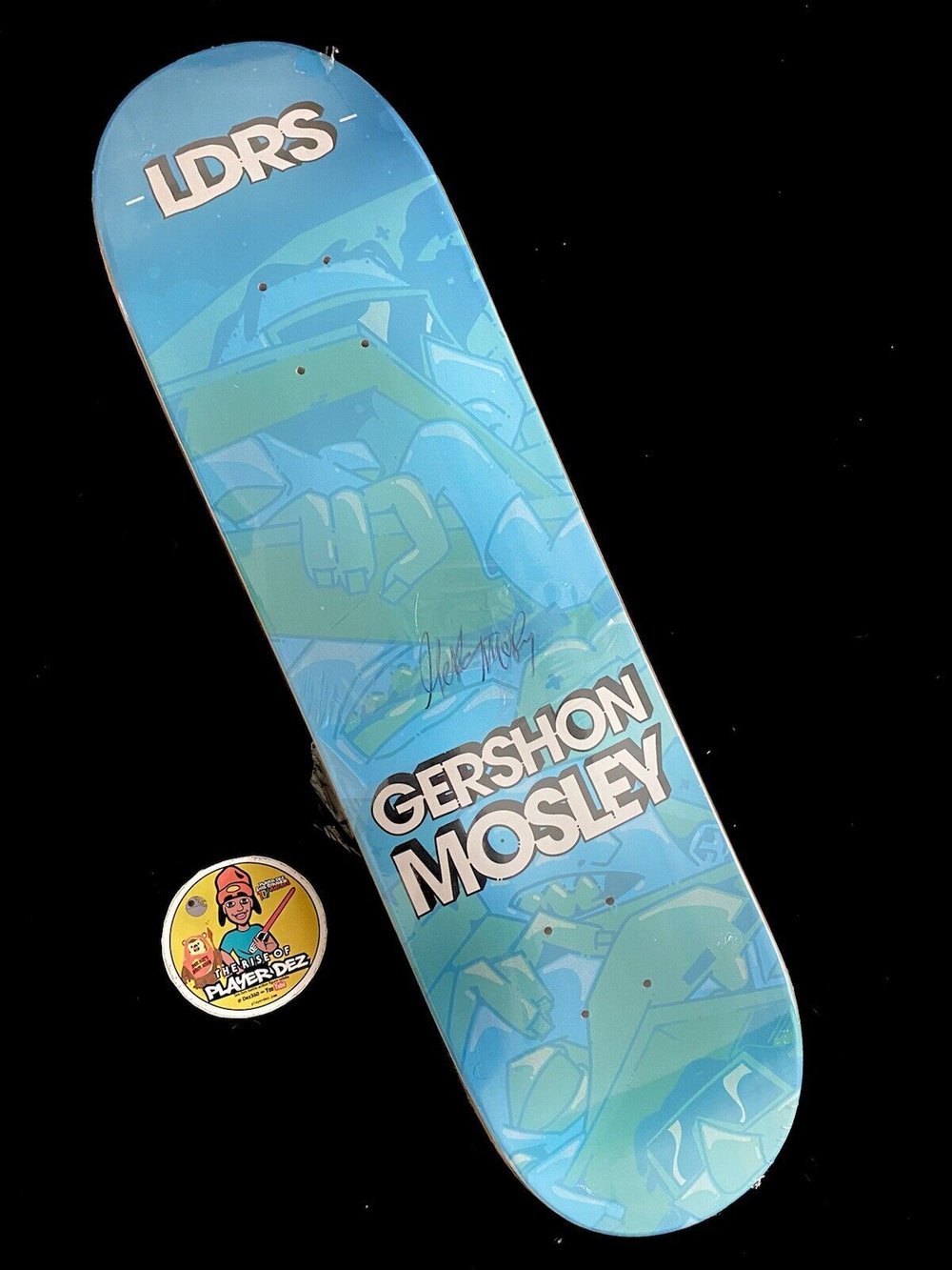 Signed Gershon Mosley LDRS Autographed Skateboard Deck Blue Pro Model