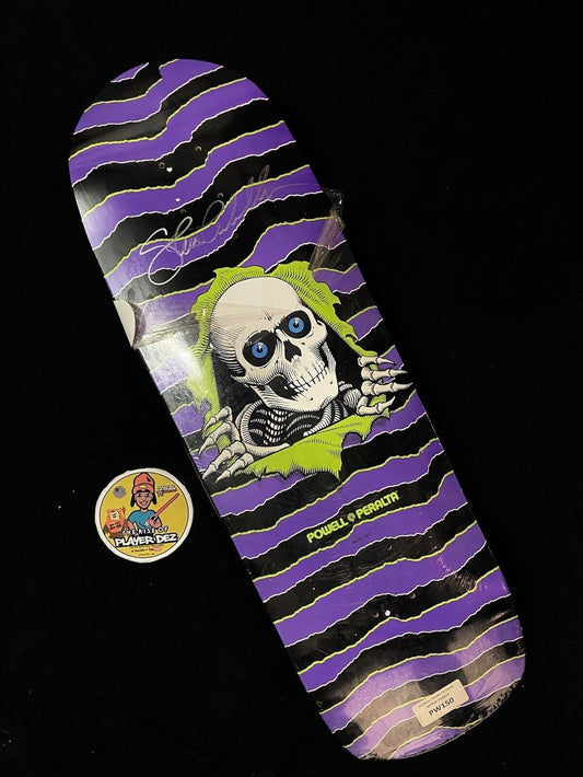 Signed Steve Caballero Powell Peralta Autographed Skateboard Deck 2011 Ripper Skull Neon