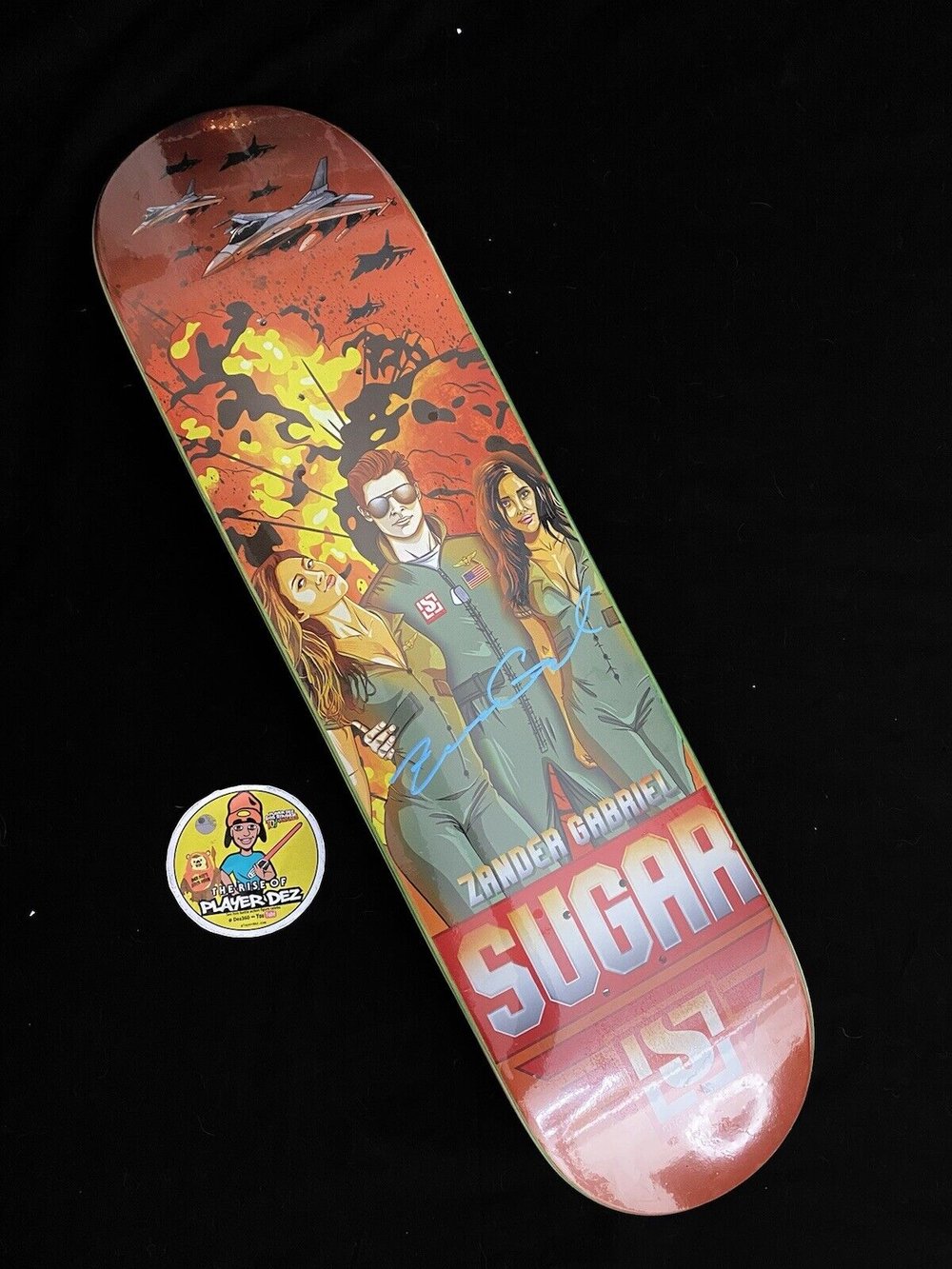 Signed Zander Gabriel Top Gun Sugar Autographed Skateboard Deck 8.125”