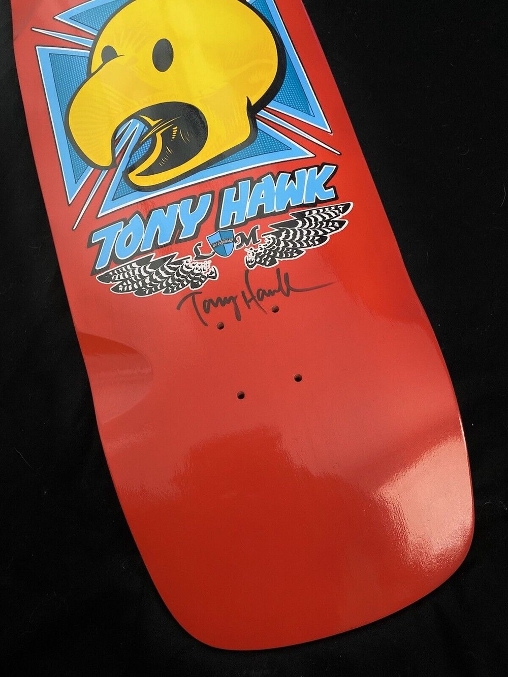 Signed Tony Hawk Dough Bird Lance Mountain Autographed Skateboard Deck RED Large