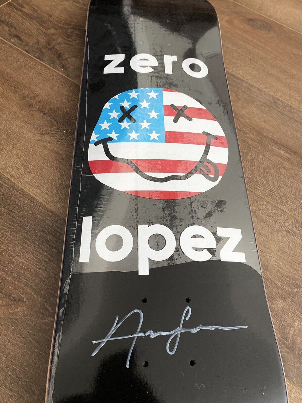 Signed Adrian Lopez Zero American Smiley Autographed Skateboard Deck