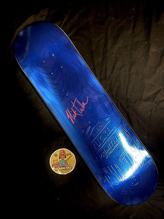 Signed Nick Tucker Primitive Blue Foil Wolf Spirit Animal Autographed Skateboard Deck