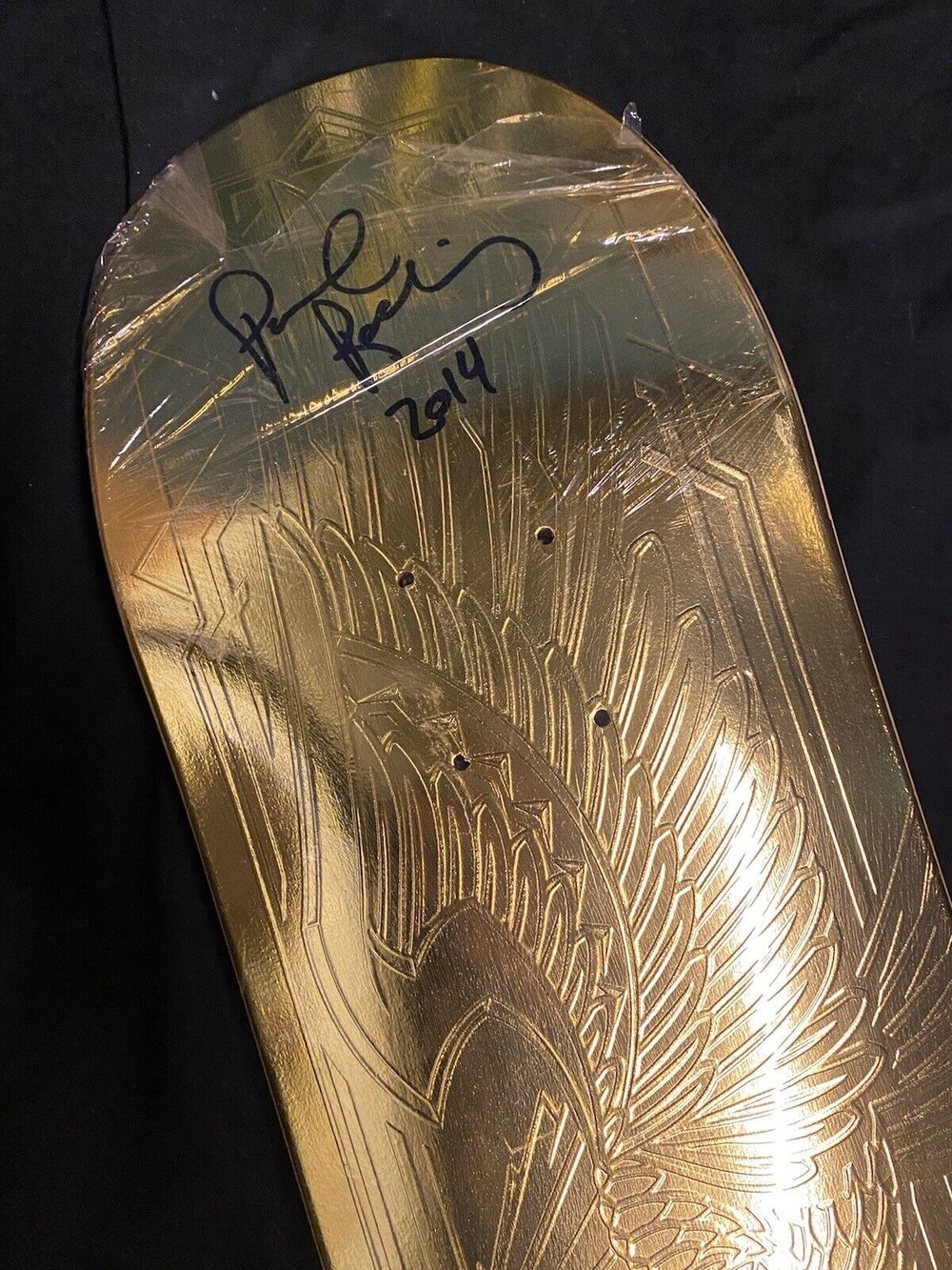 Signed Paul Rodriguez Primitive Eagle Gold Foil Prod Skateboard Deck 2014 Autographed