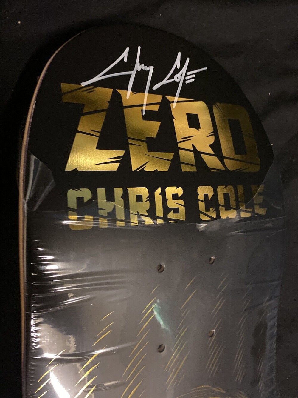 Signed Chris Cole Zero Autographed Skateboard Deck Gold Foil Apocalypse